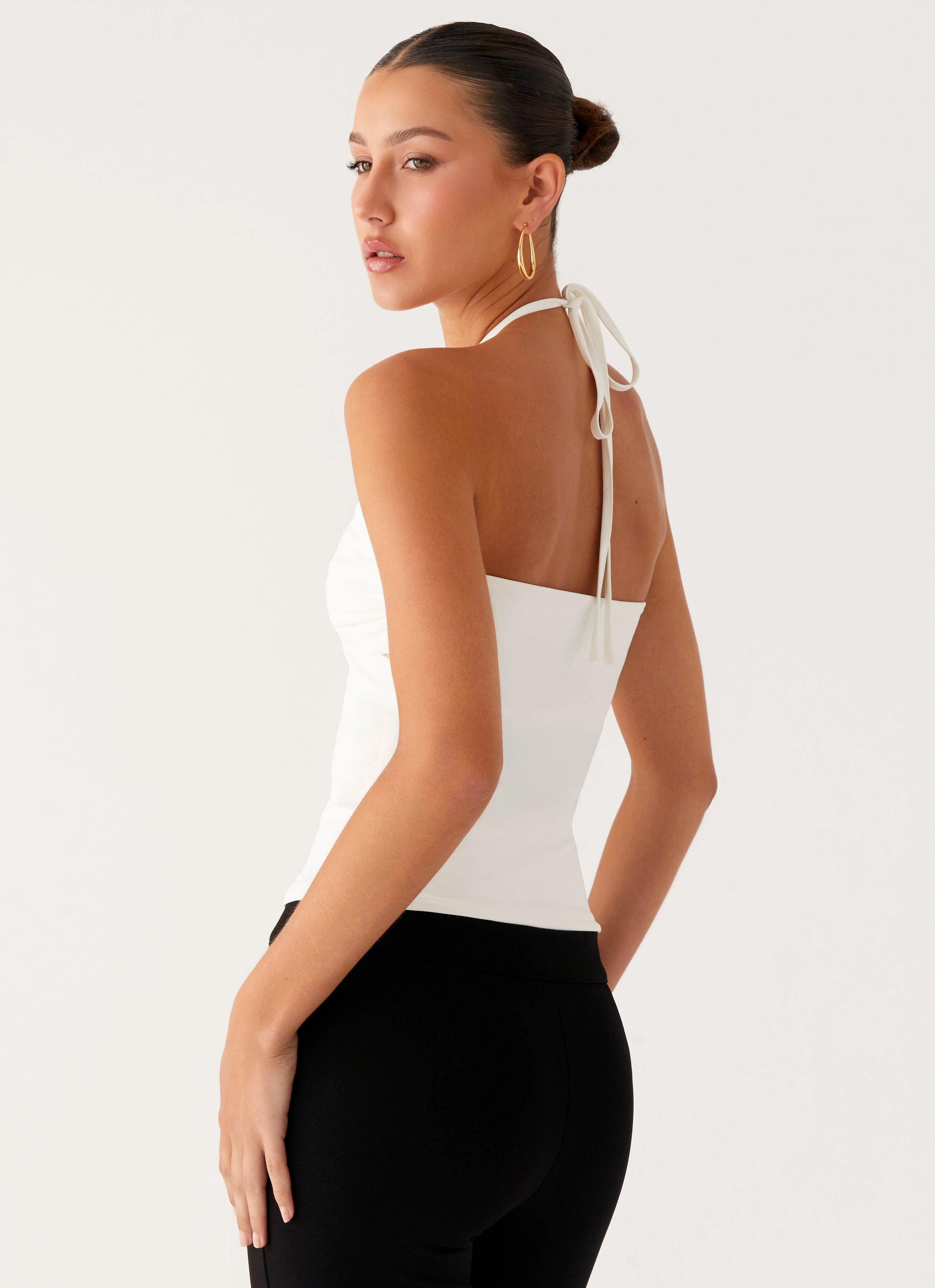 Good Thing Halter Top - White Tagless Collar SnagProof