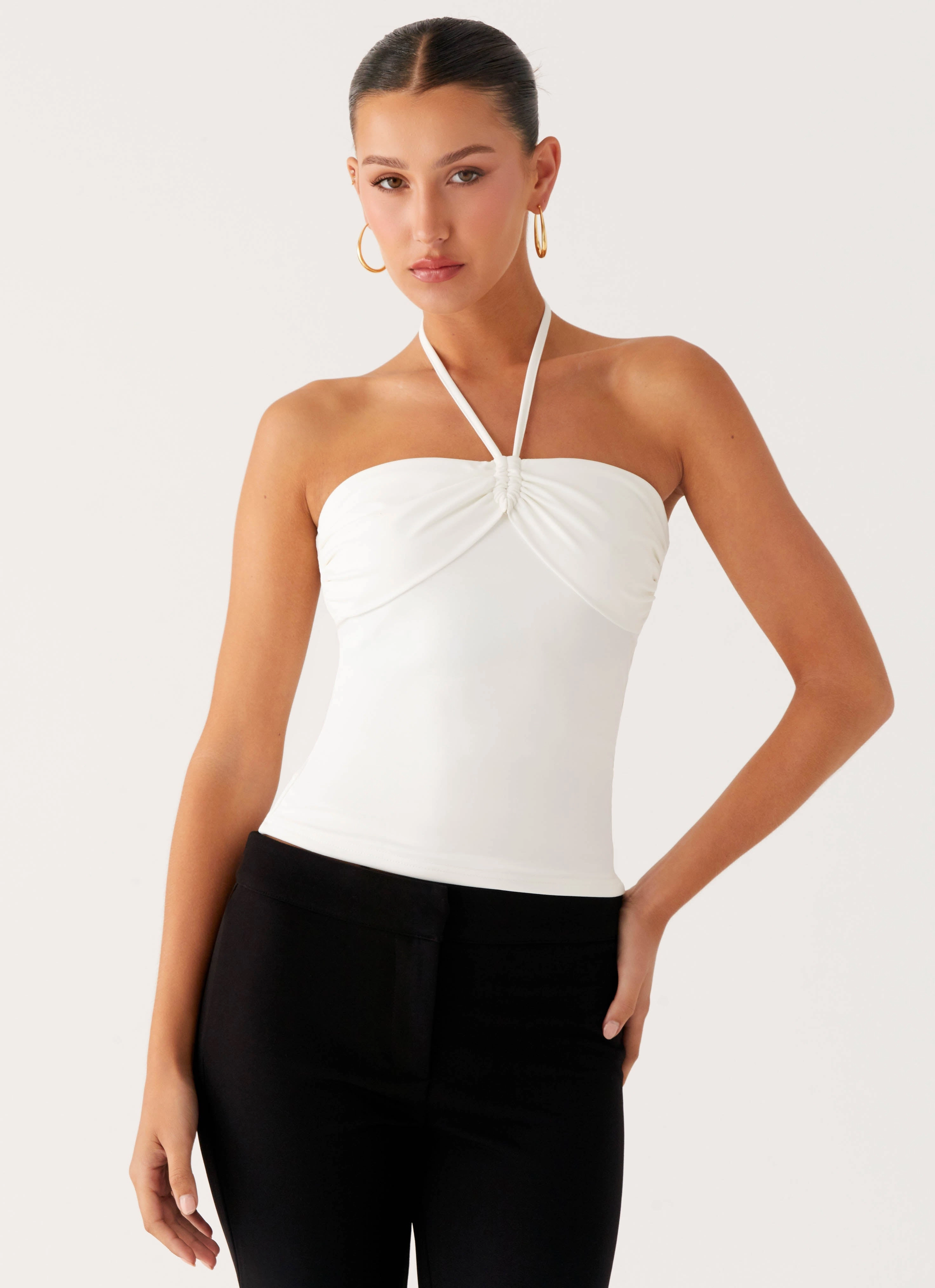 Good Thing Halter Top - White GarmentDyed NonRestrictiveCollar
