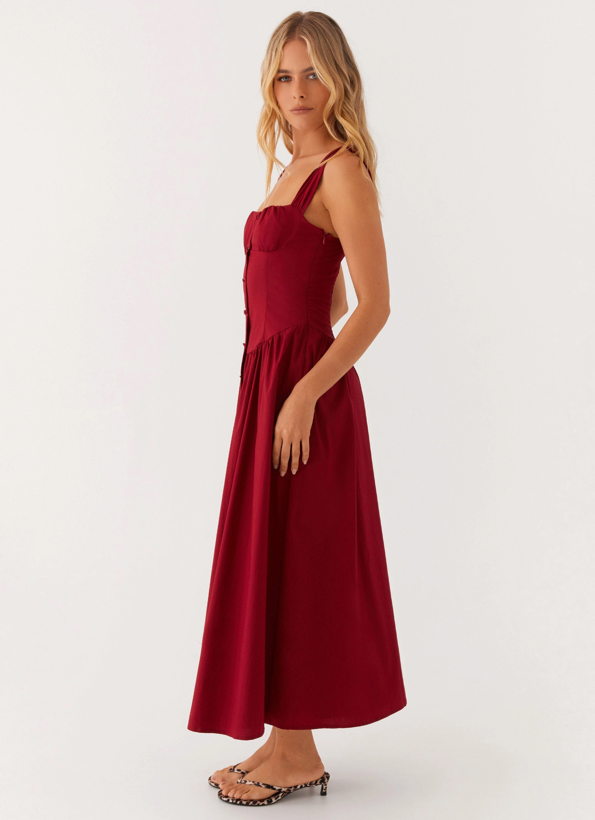 Relaxed Comfort Look Emmalina Midi Dress - Deep Red