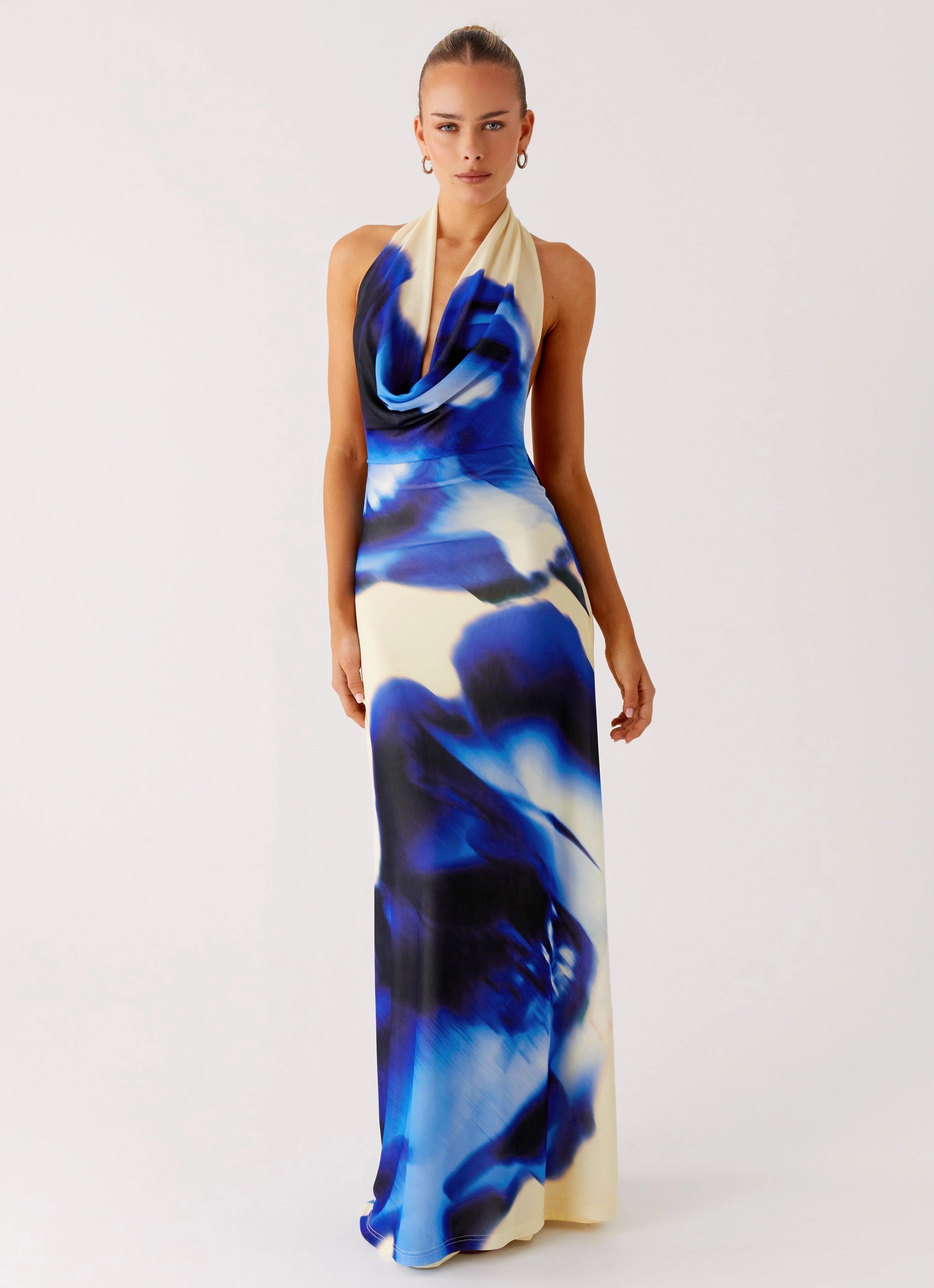 Hidden Zipper Only A Feeling Cowl Neck Maxi Dress - Heirloom Floral