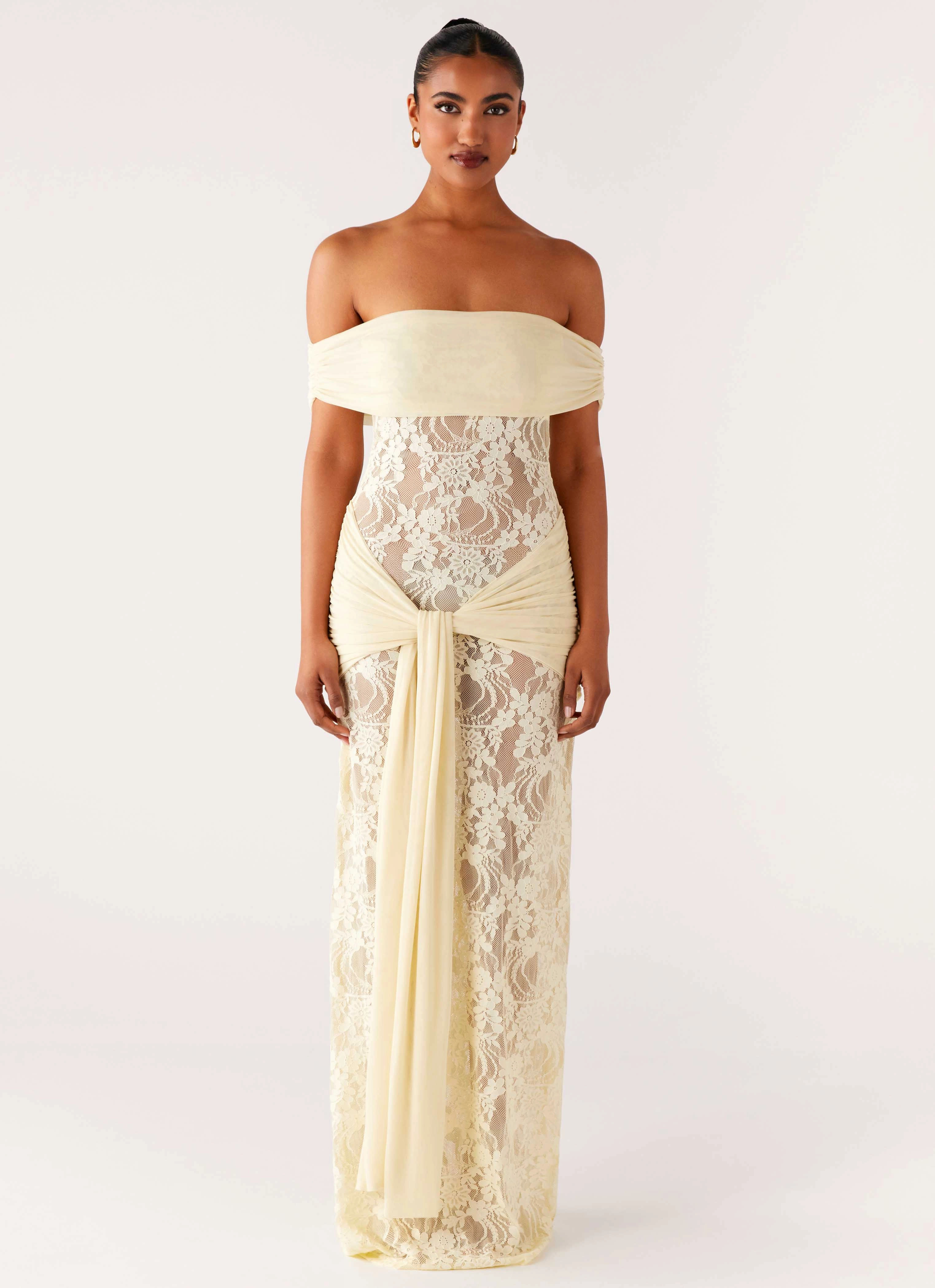 Gracie Twist Maxi Dress - Yellow Relaxed Line