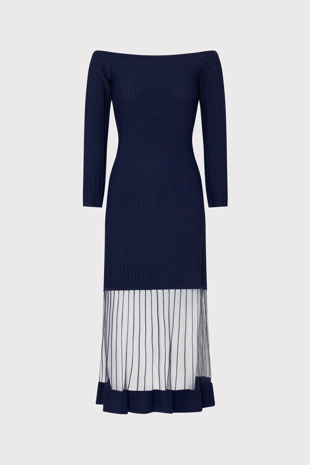 Off The Shoulder Sheer Knit Midi Dress Effortless Layer Wear Linen Chic