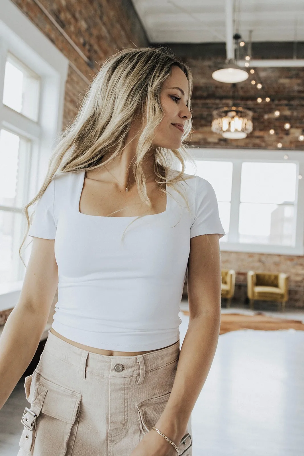 Cozy Cardigan Grant Basic Square Neck Top