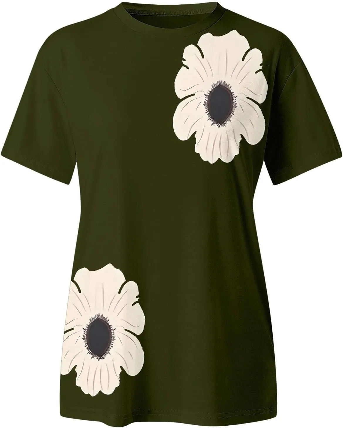 Graphic Tees for Women Short Sleeve Tshirts,Womens Summer Tops Crewneck Shirt Blouse Flower Printed Tops for Women