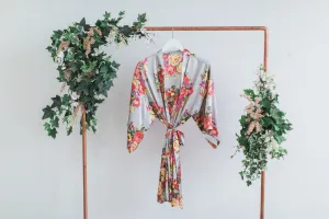 Gray Floral Bridesmaid Robe
