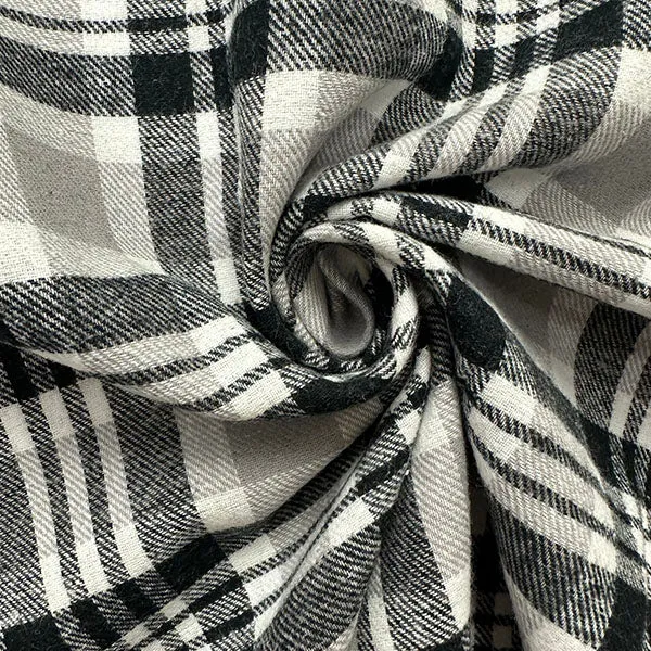Gray Multi Yarn Dyed Plaid Flannel Fabric