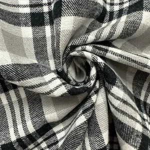 Gray Multi Yarn Dyed Plaid Flannel Fabric