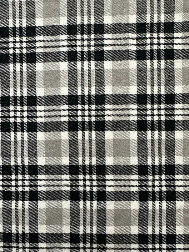 Gray Multi Yarn Dyed Plaid Flannel Fabric