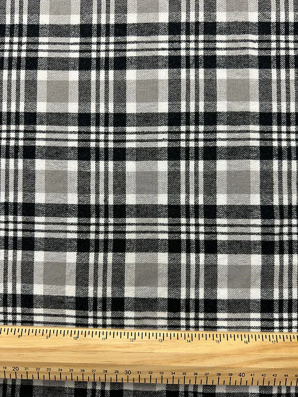 Gray Multi Yarn Dyed Plaid Flannel Fabric