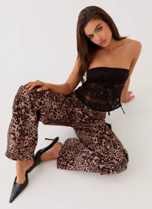 Comfy Style ElasticWaist Greedy Cargo Pants - Leopard