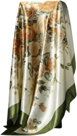 Green Floral Print Scarf