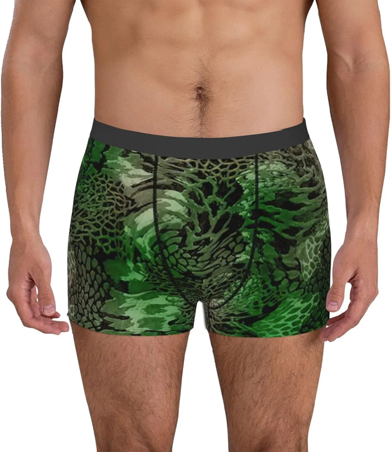 Green Snake Boxer Briefs, Moisture Wicking & Breathable,Underwear for Men
