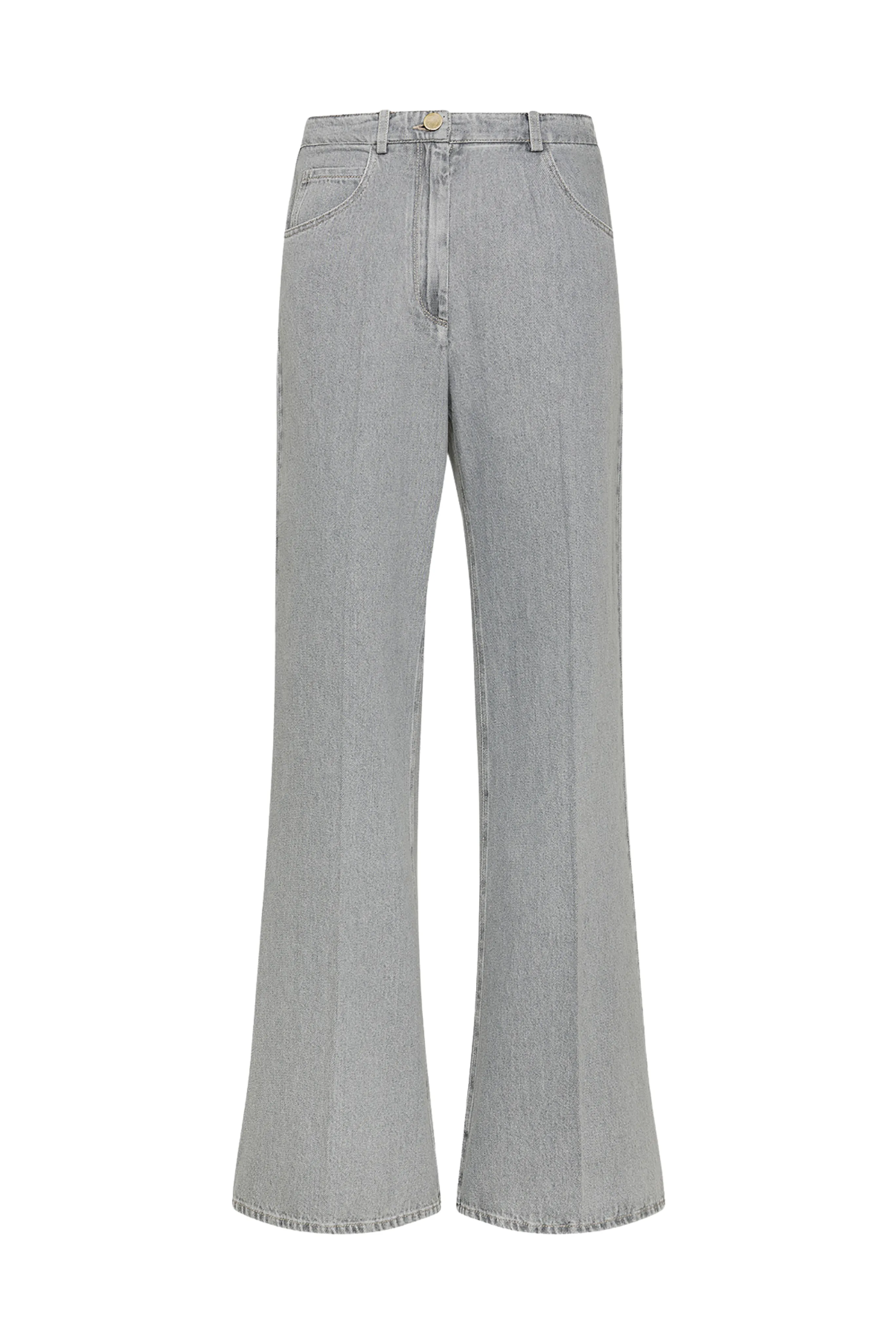 Grey Denim Pants Relaxed Cut Low Maintenance