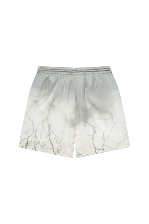 Grey Lighting Silk Shorts