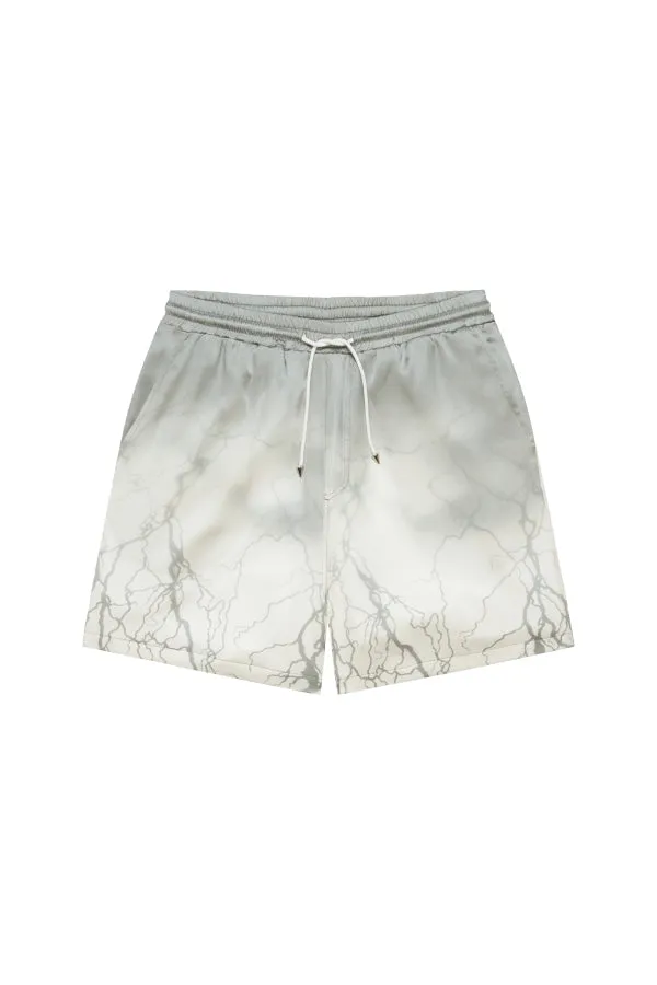 Grey Lighting Silk Shorts