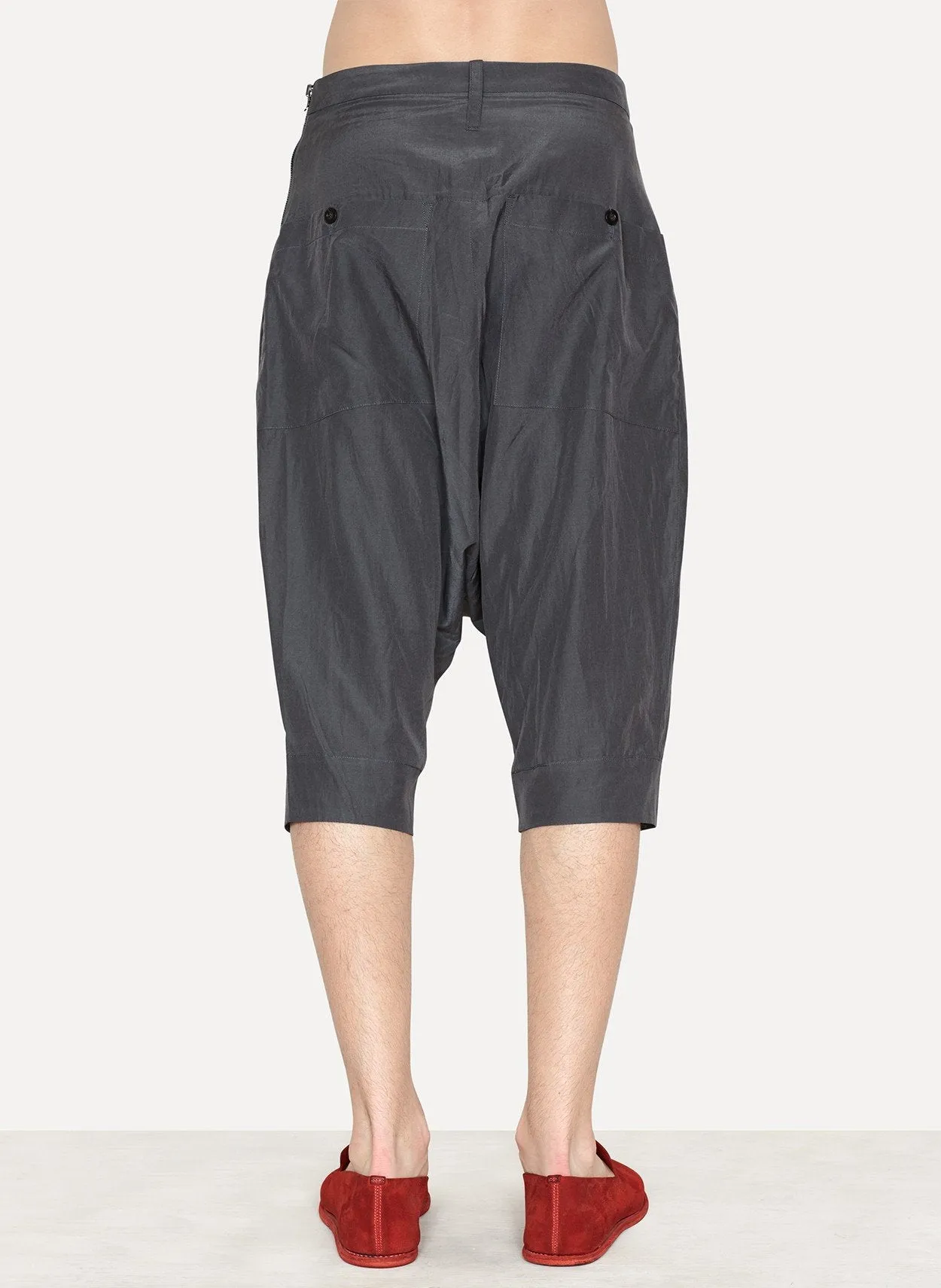 Grey Silk Cotton Sarouel Short