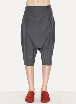 Grey Silk Cotton Sarouel Short