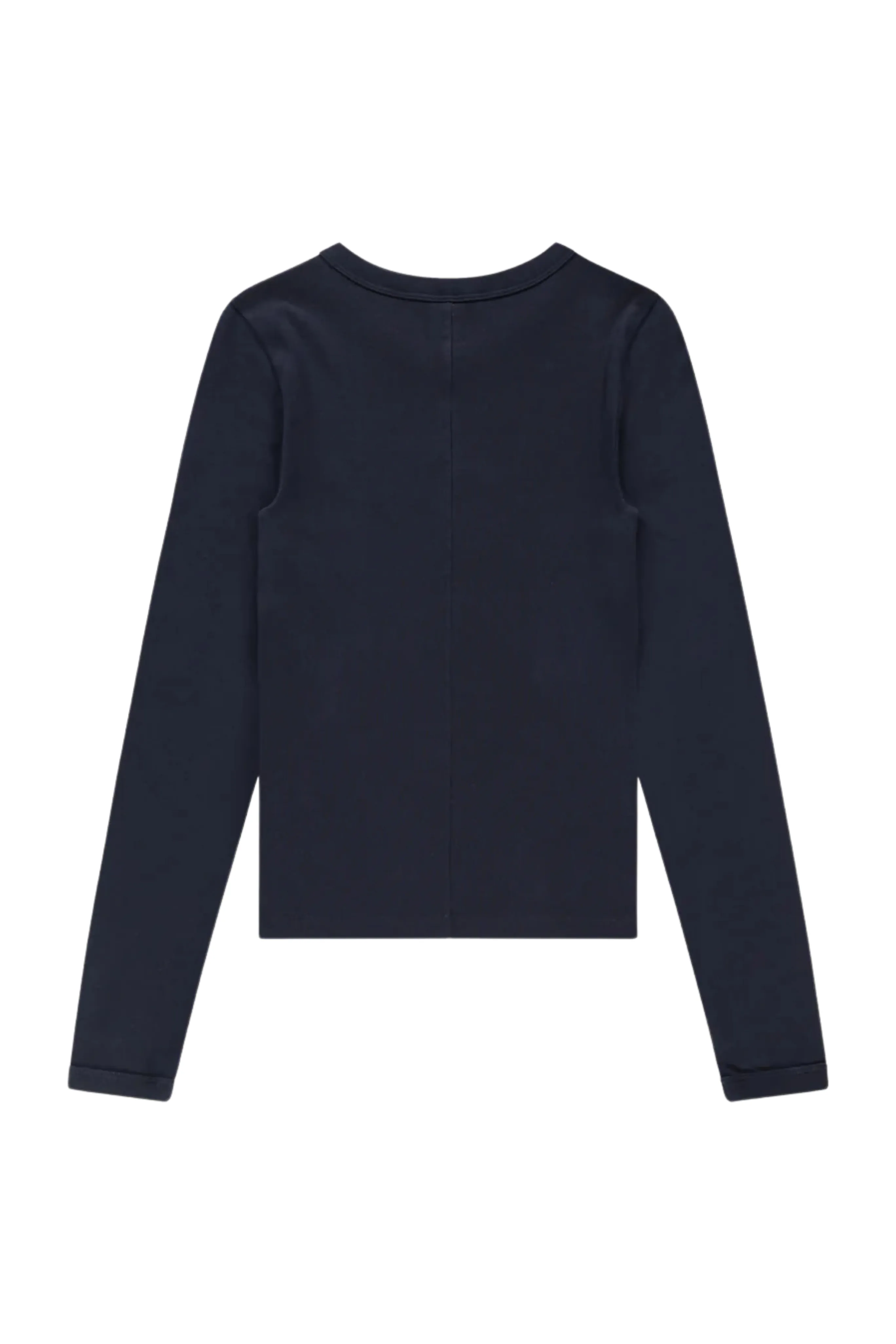 Low Profile Seaming Contoured Side Panels Jill Long Sleeve Tee in Navy