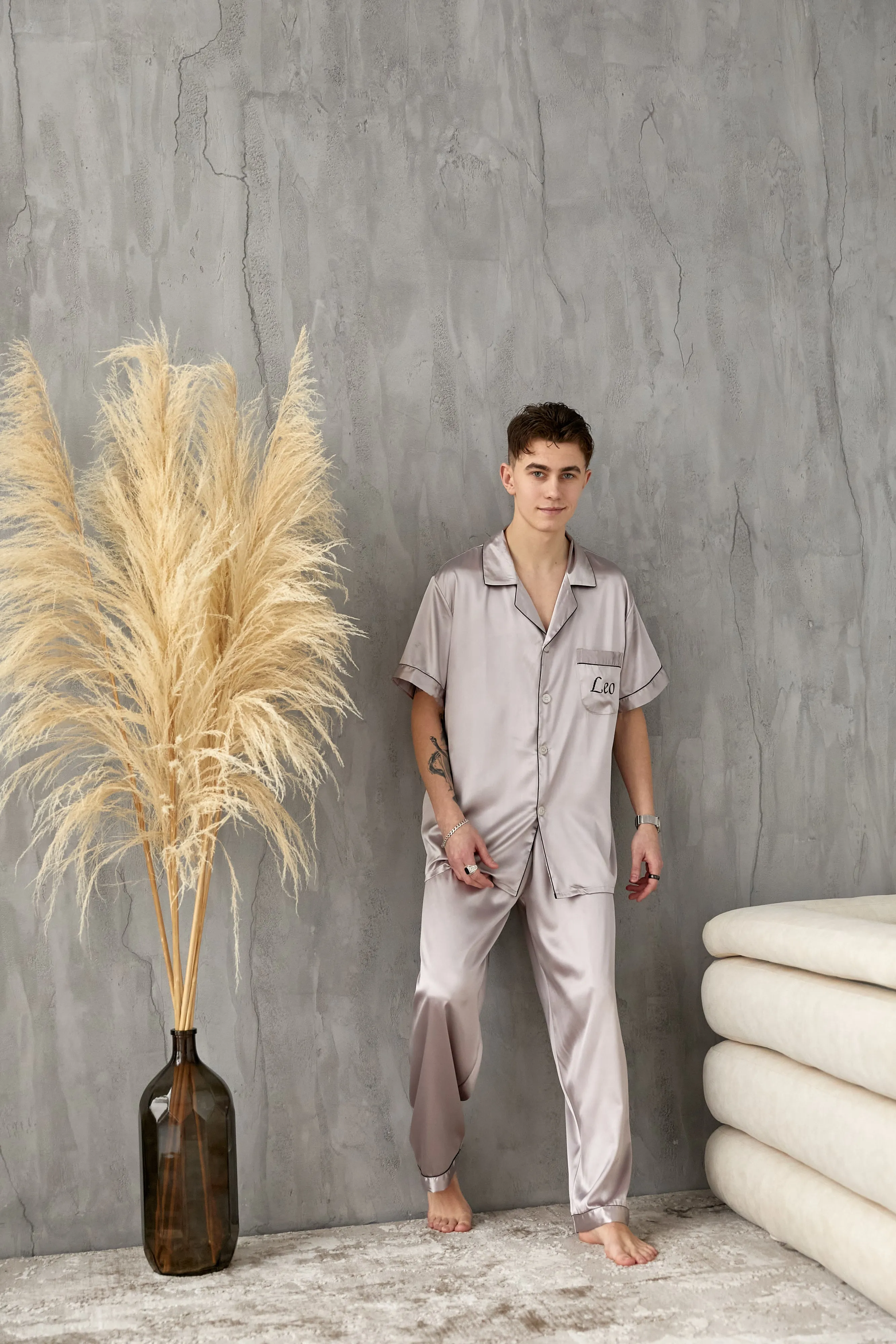 Groom Satin Pajamas Bachelor Party Satin Men's Pajmas - Short   Long