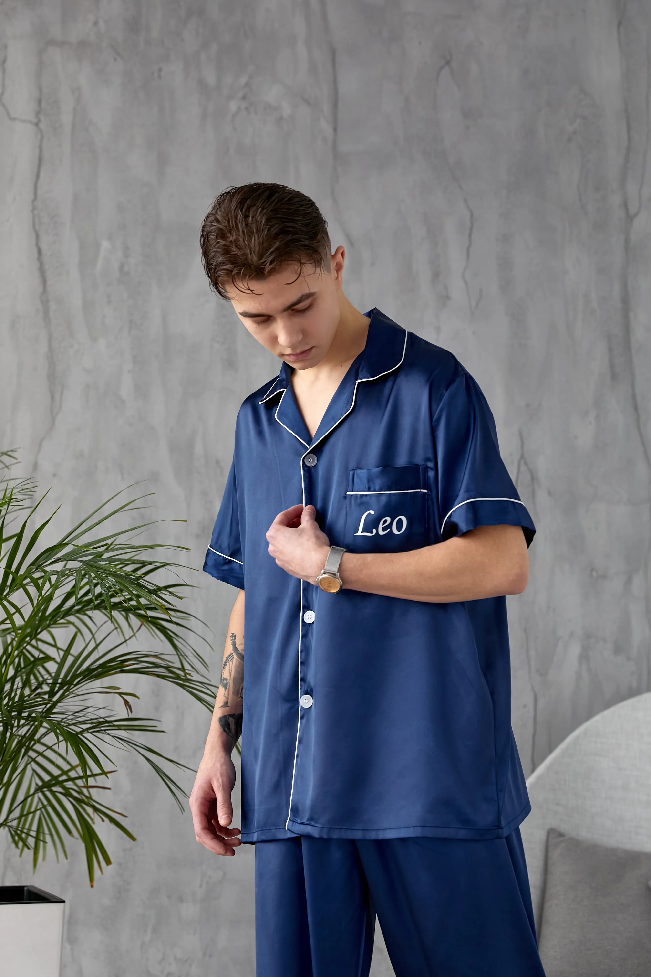 Groom Satin Pajamas Bachelor Party Satin Men's Pajmas - Short   Long