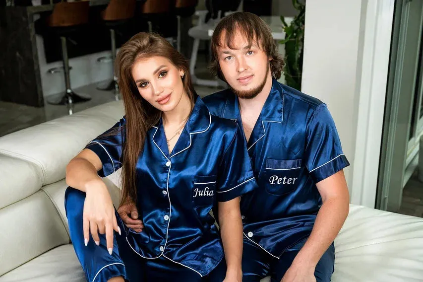 Groom Satin Pajamas Bachelor Party Satin Men's Pajmas - Short   Long
