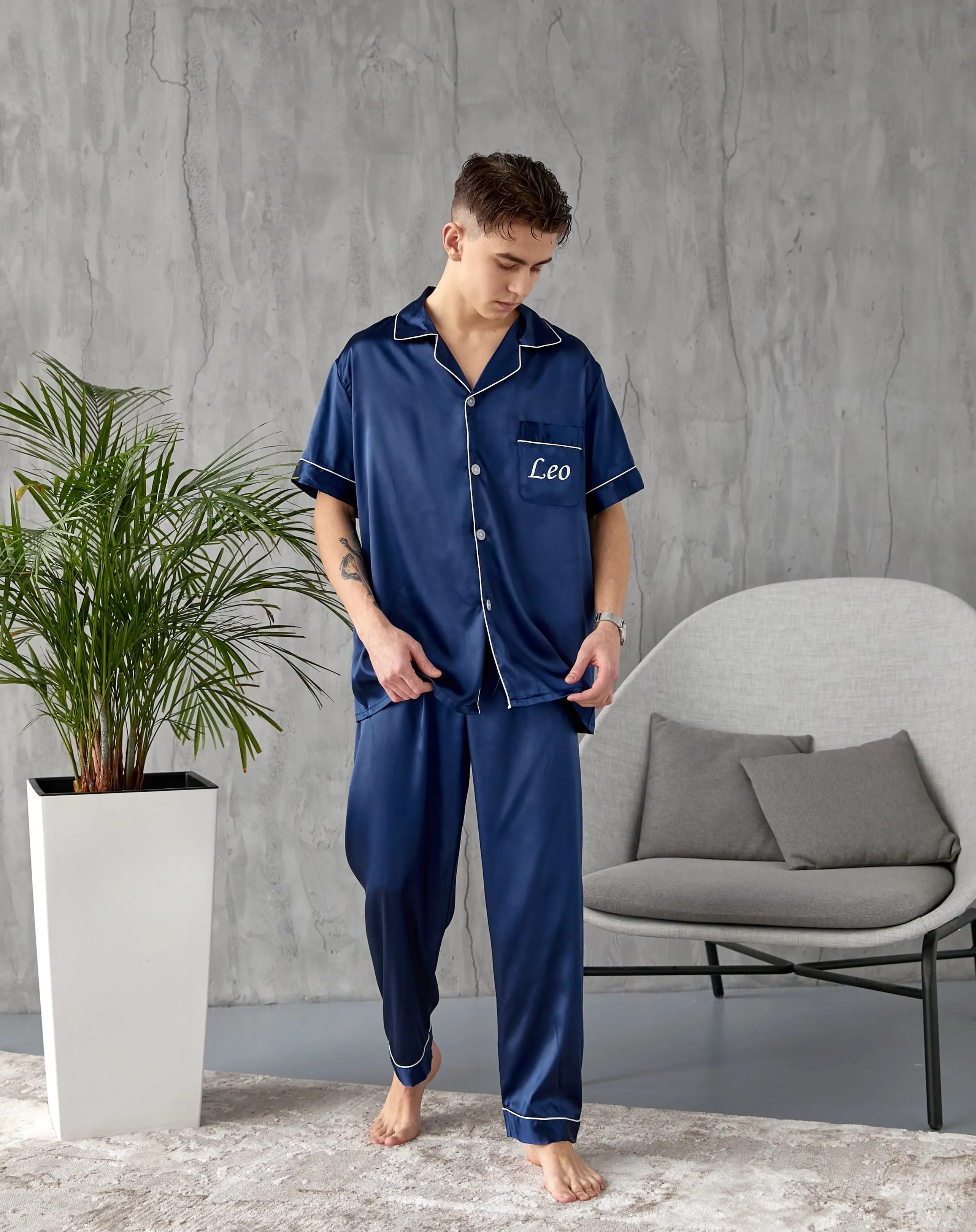 Groom Satin Pajamas Bachelor Party Satin Men's Pajmas - Short   Long