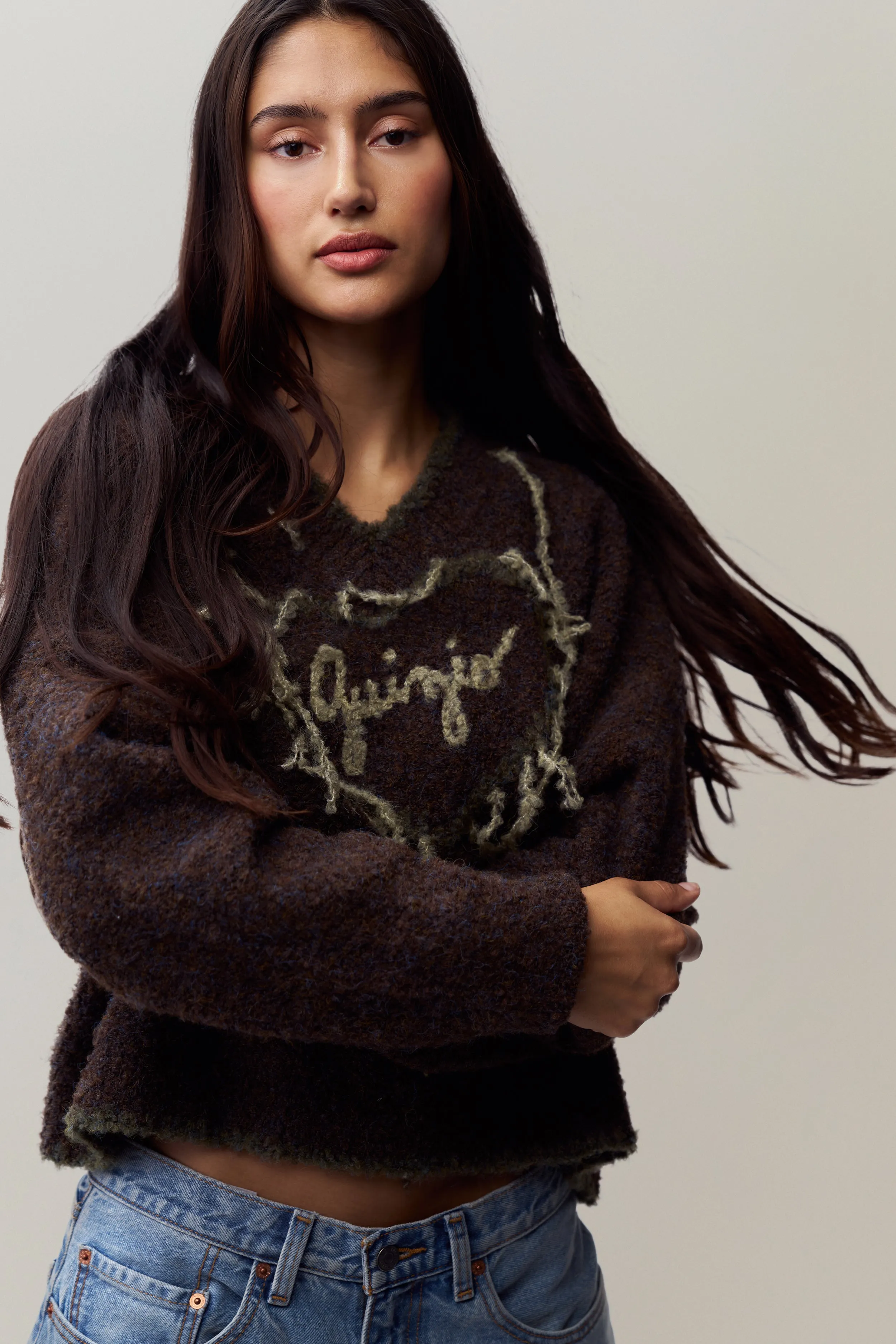 Guizio Heart Sweater Flexible Neckline Casual Wear