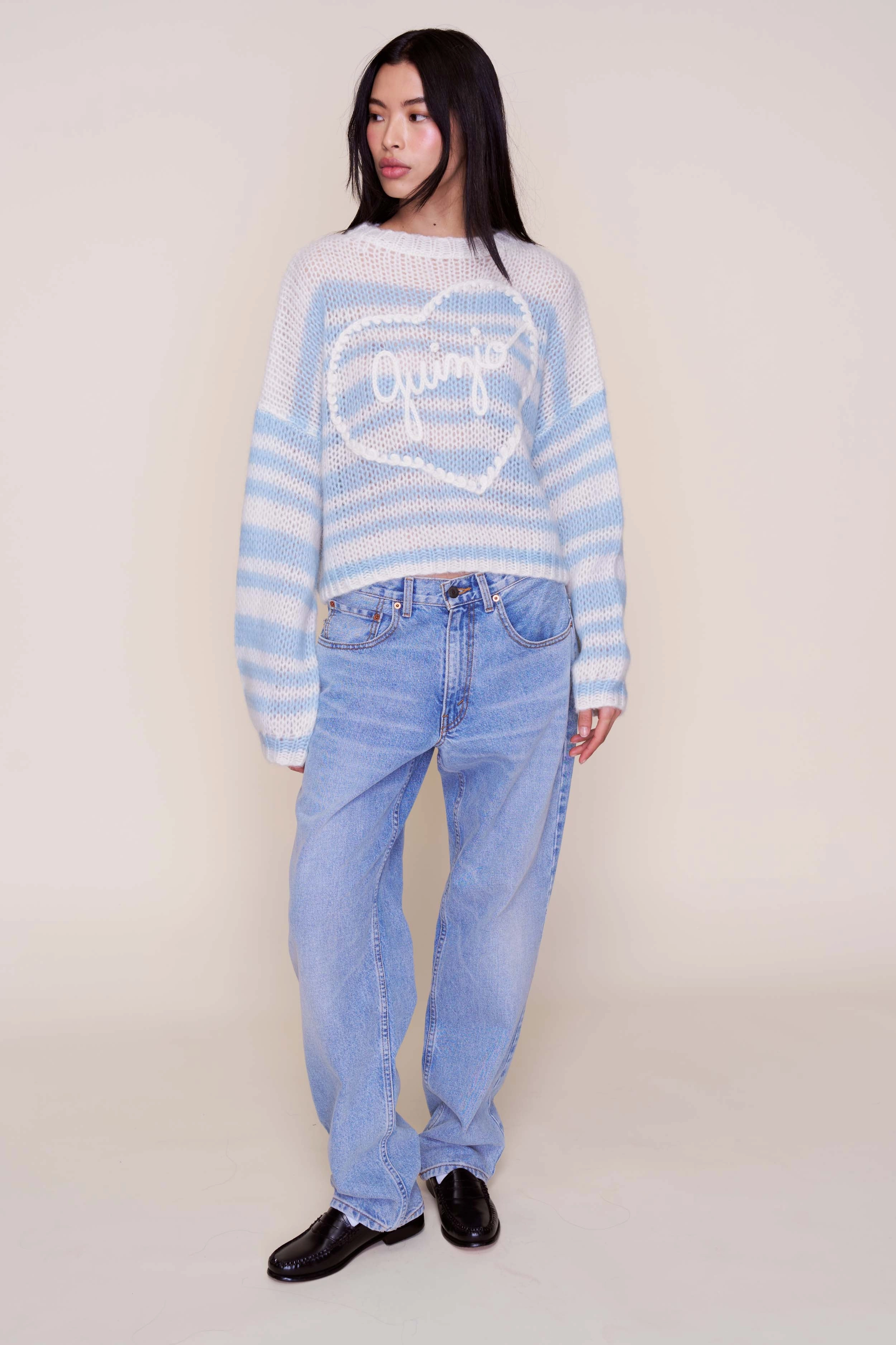 Guizio Mohair-Blend Heart Sweater Home Comfort