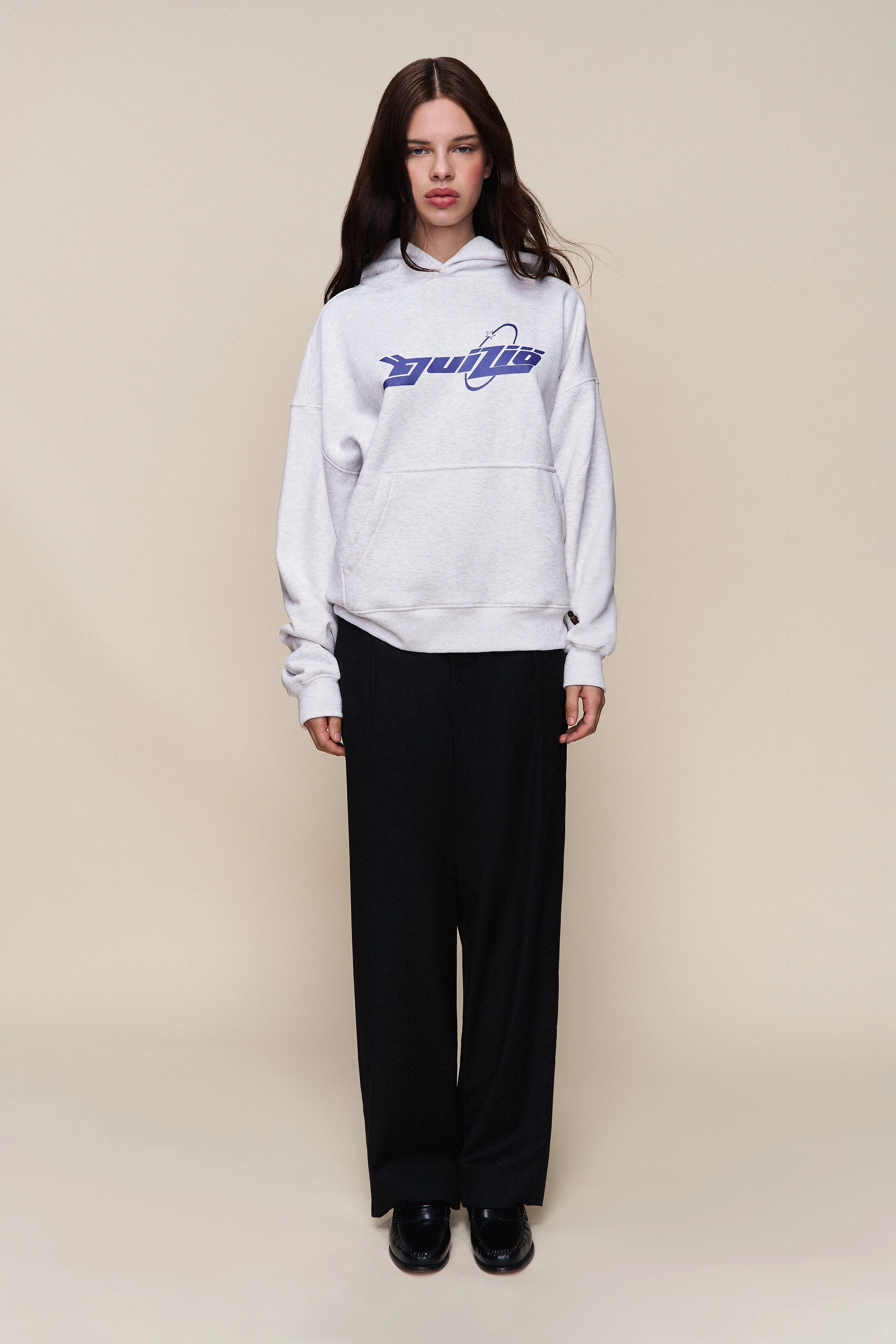 Textured Slub Yarn Stretch Knit Backing Guizio Pullover Hoodie