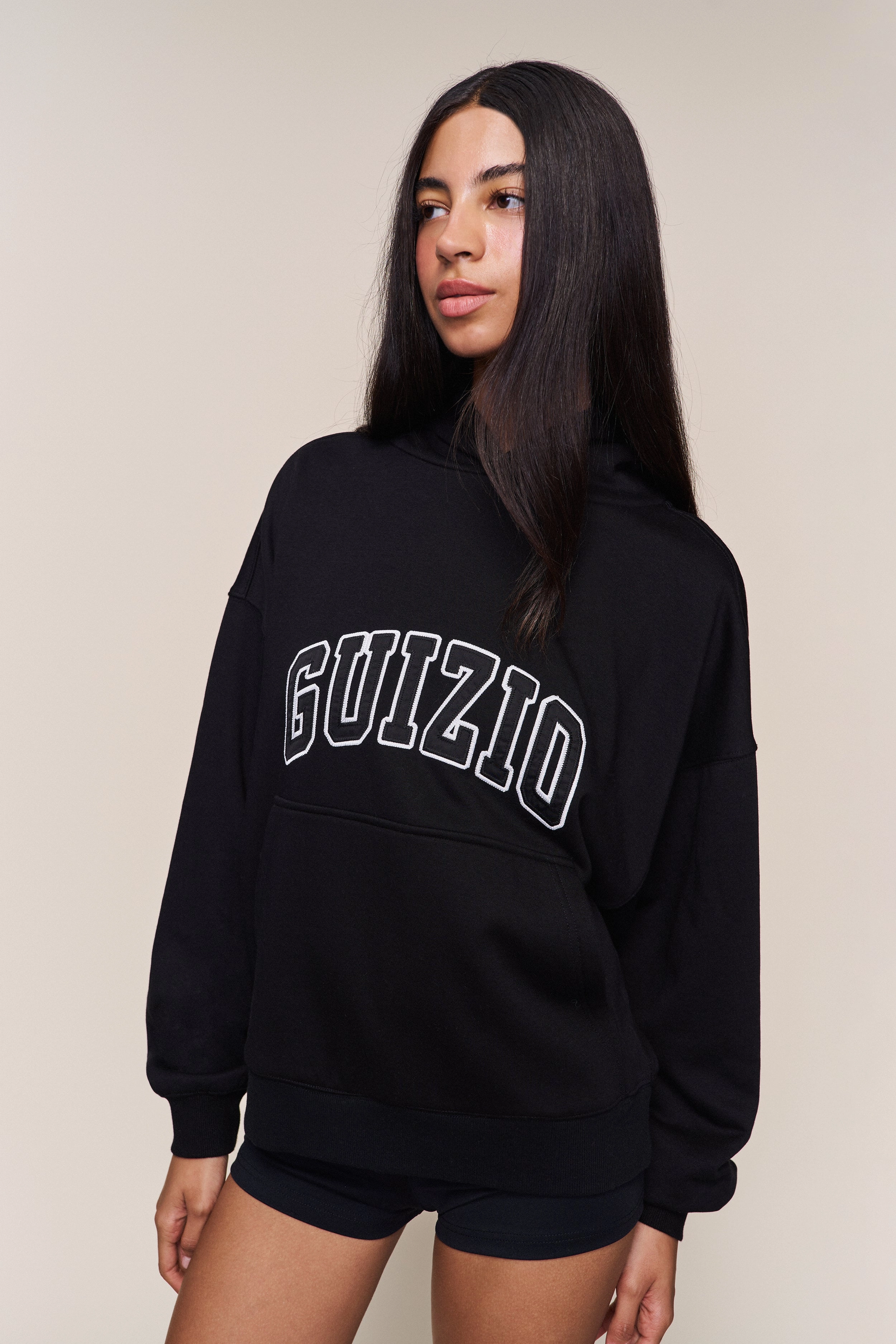 Guizio Pullover Hoodie StretchWeave Fabric Stretch Knit Backing