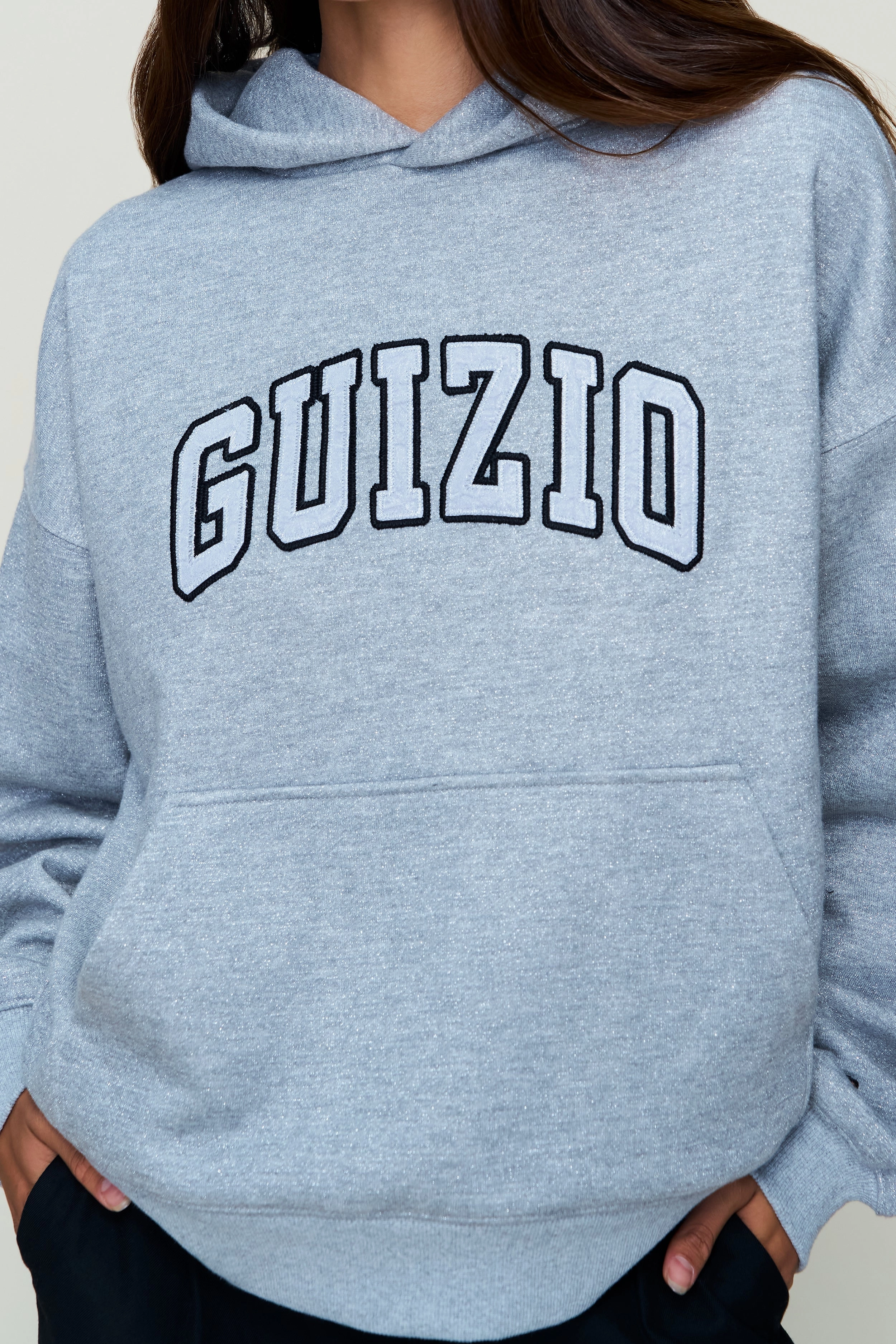 Organic Cotton Blend Bonded Hem Technology Guizio Sparkle Pullover Hoodie