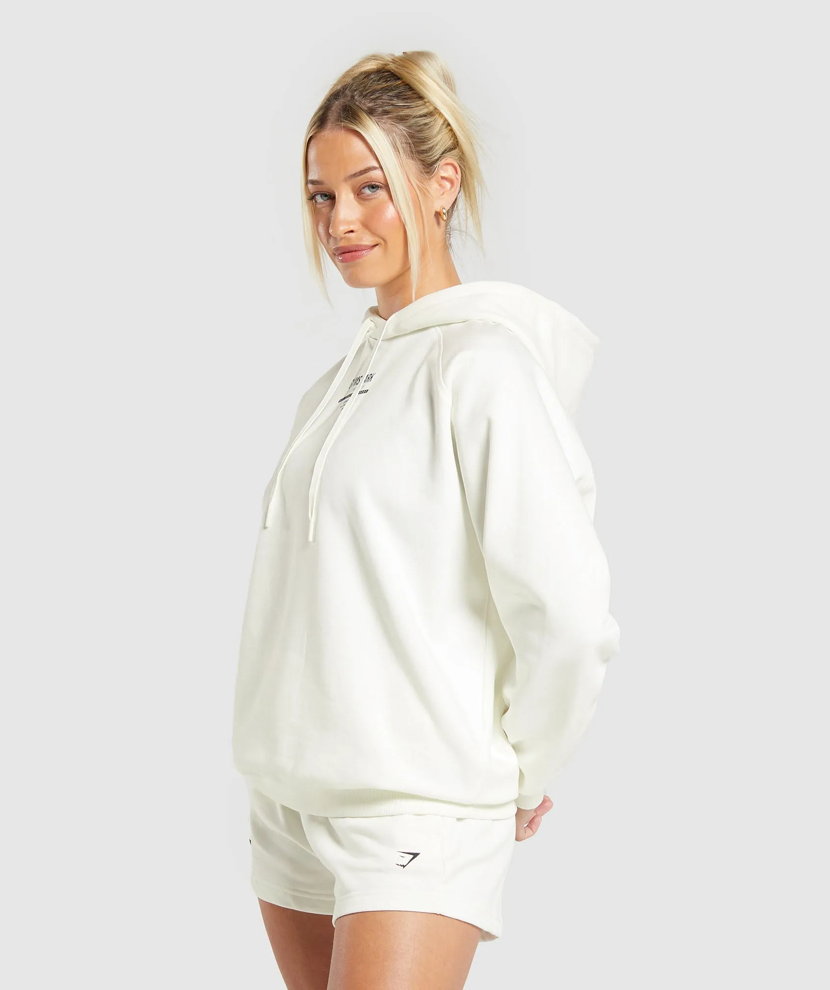 Gymshark Care Label Graphic Brushed Hoodie - Soft White