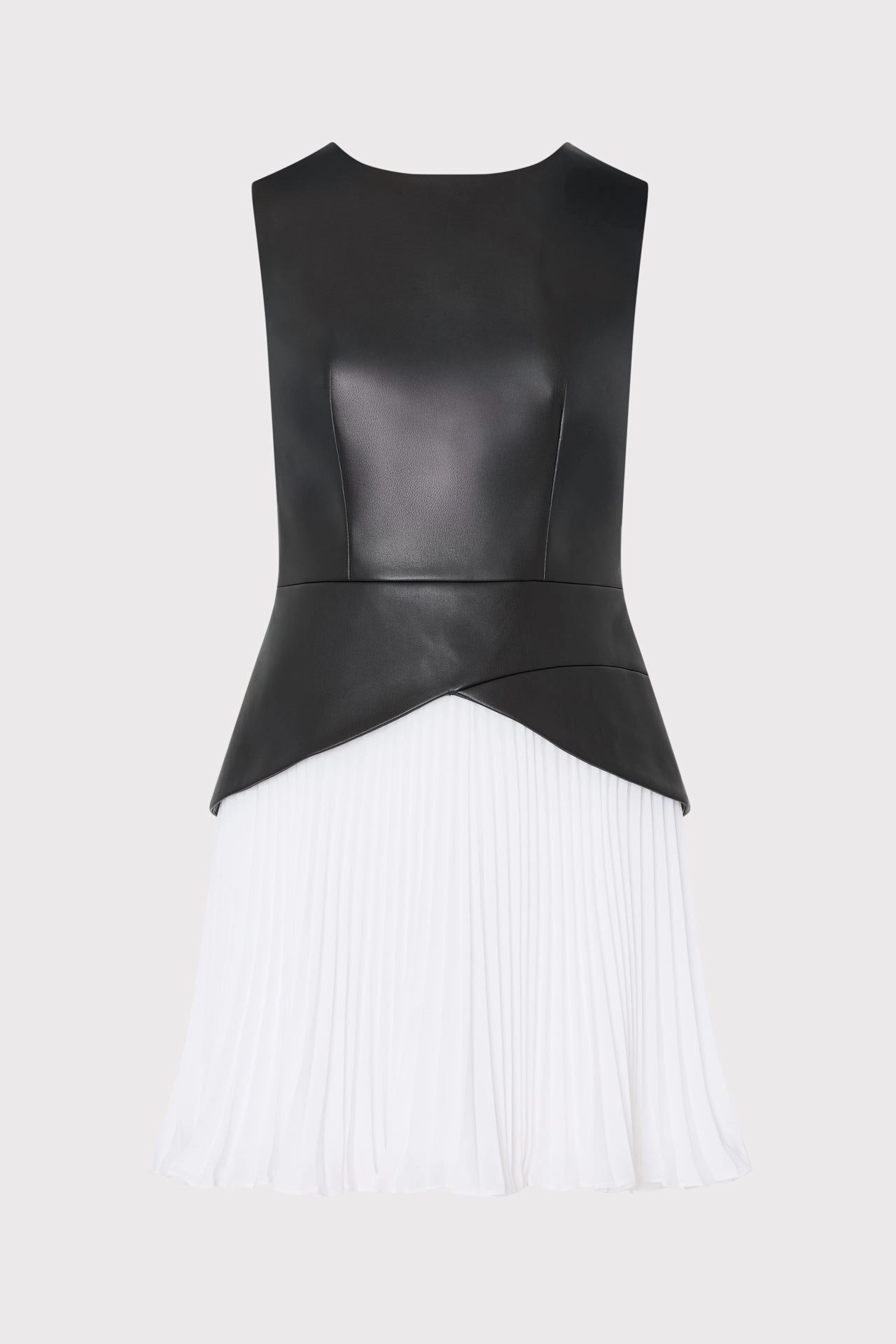 Haddy Leather Pleated Combo Mini Dress Basic Warm