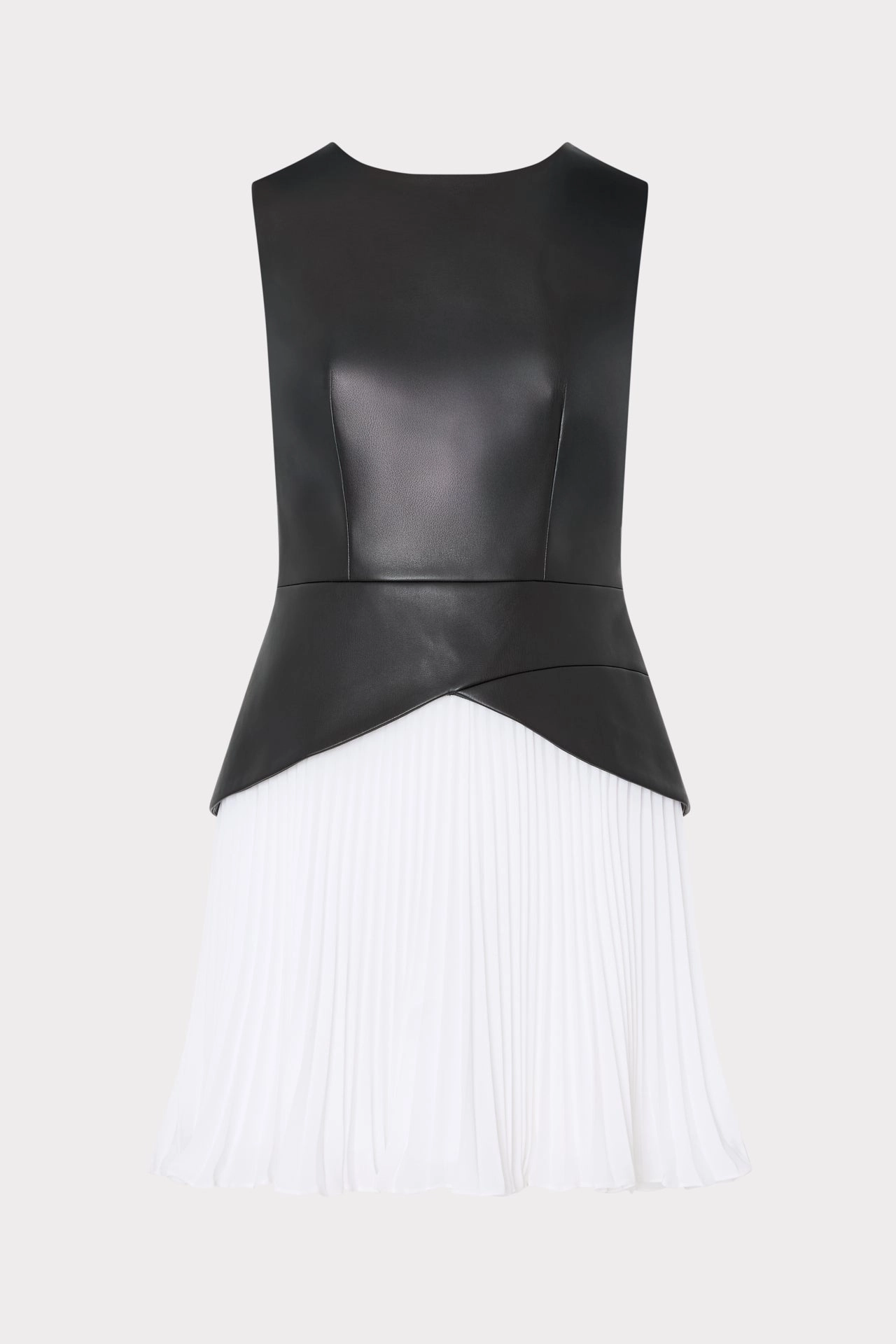 Haddy Leather Pleated Combo Mini Dress Fringe-Detail Lounge Ready