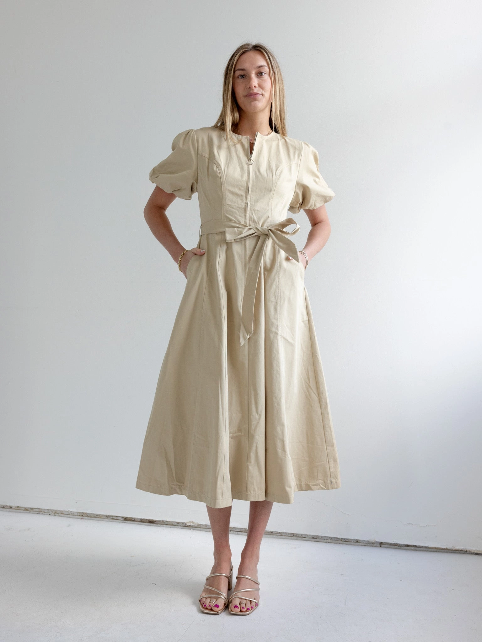 Trend Fit Halter neck Hadley Woven Dress - Khaki