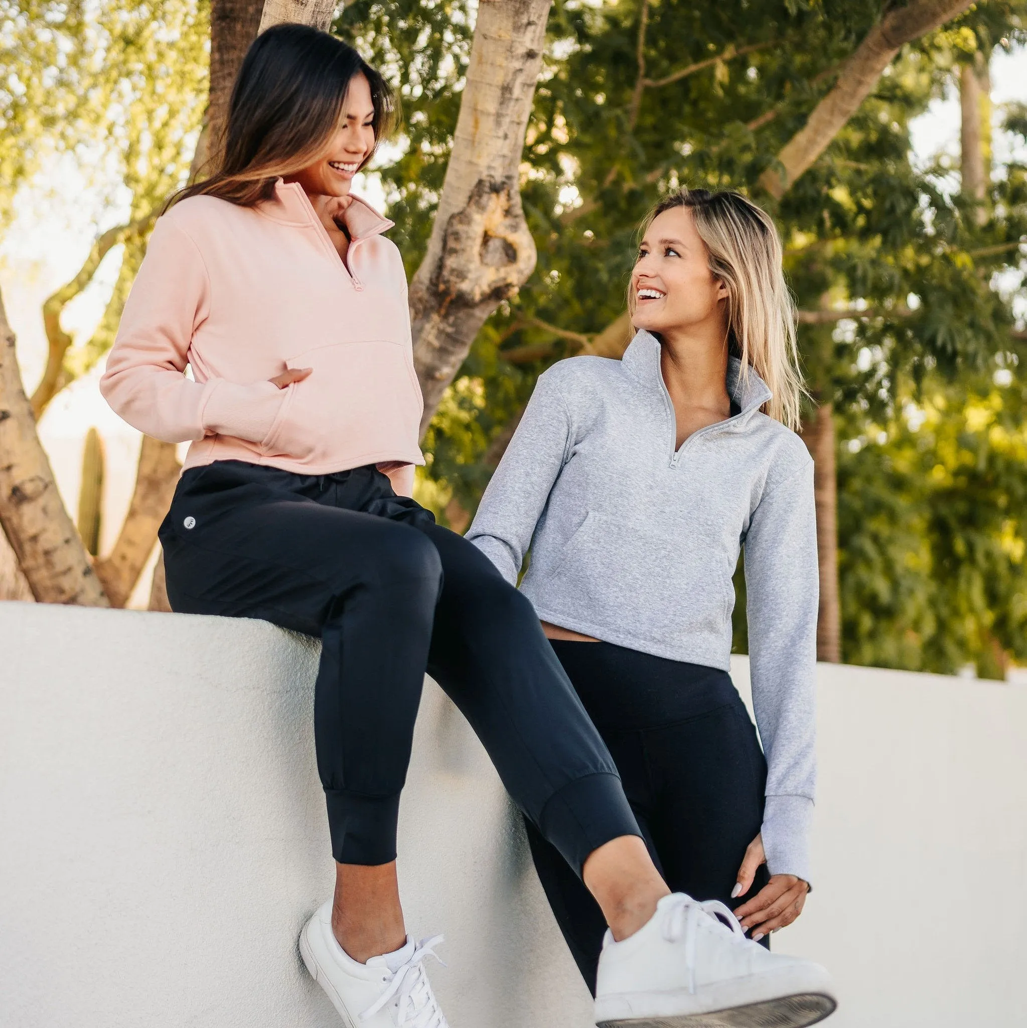 Hailey Cropped Half Zip - Blush