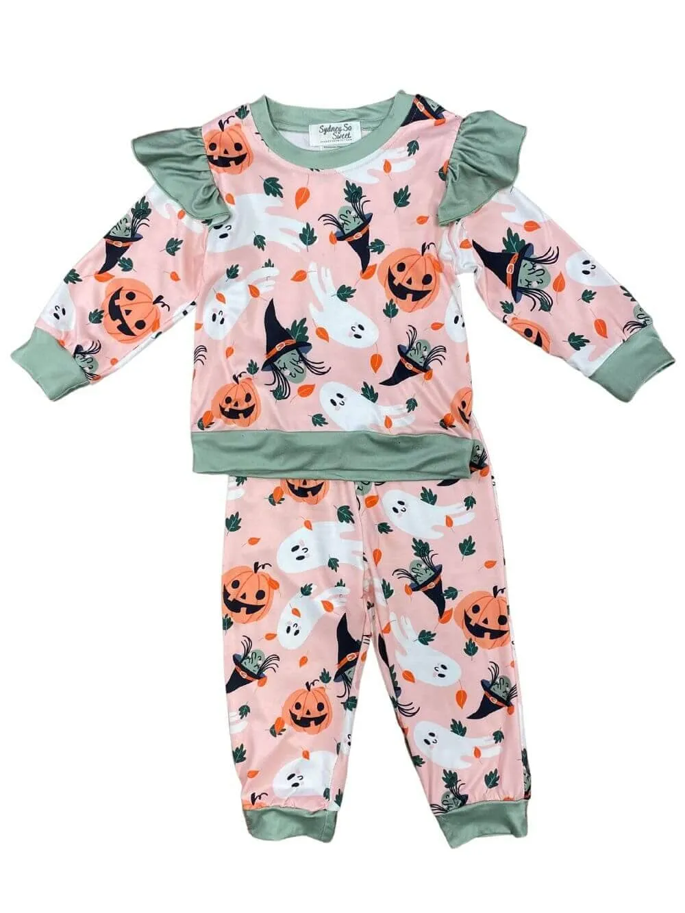 Halloween Characters Girls Pink & Green Lounge Set