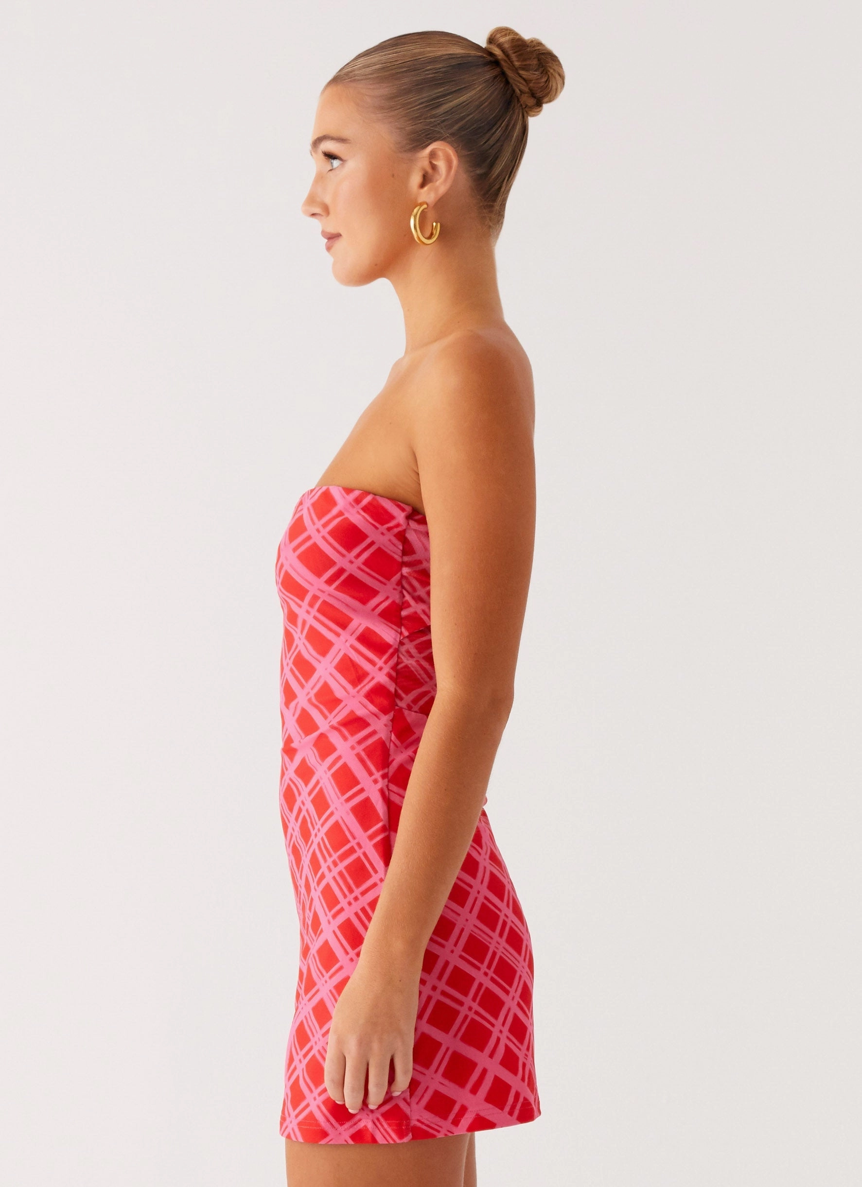 Hamilton Mini Dress - Pink Check Influencer Style Flexible Comfort
