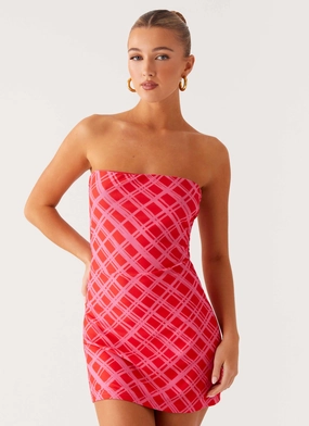Designer Inspired Road Trip Hamilton Mini Dress - Pink Check