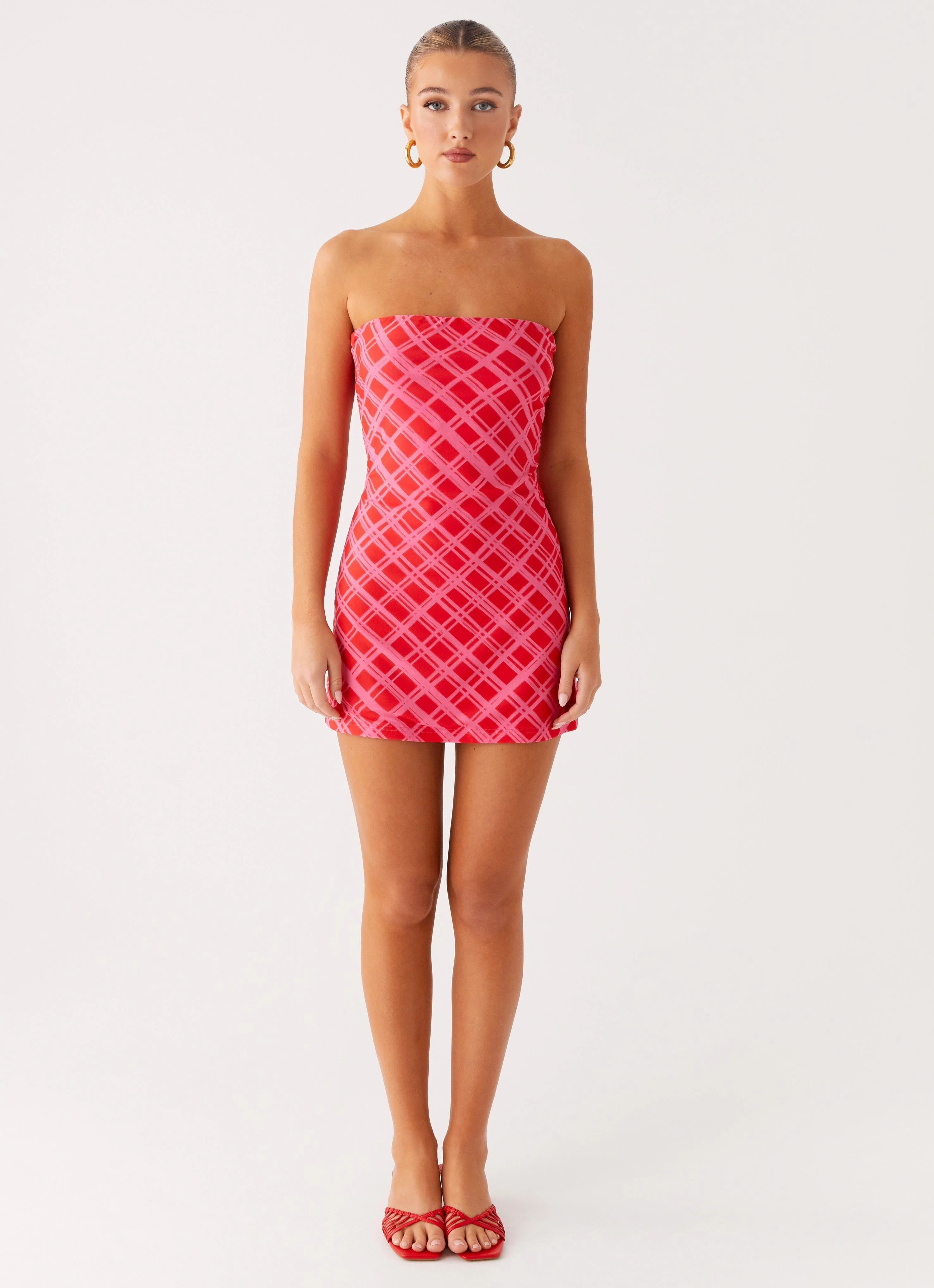 Non Slip Waist Structured silhouette Hamilton Mini Dress - Pink Check