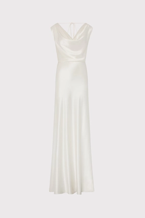 Flexible Style Hammered Satin Cowl Neck Gown