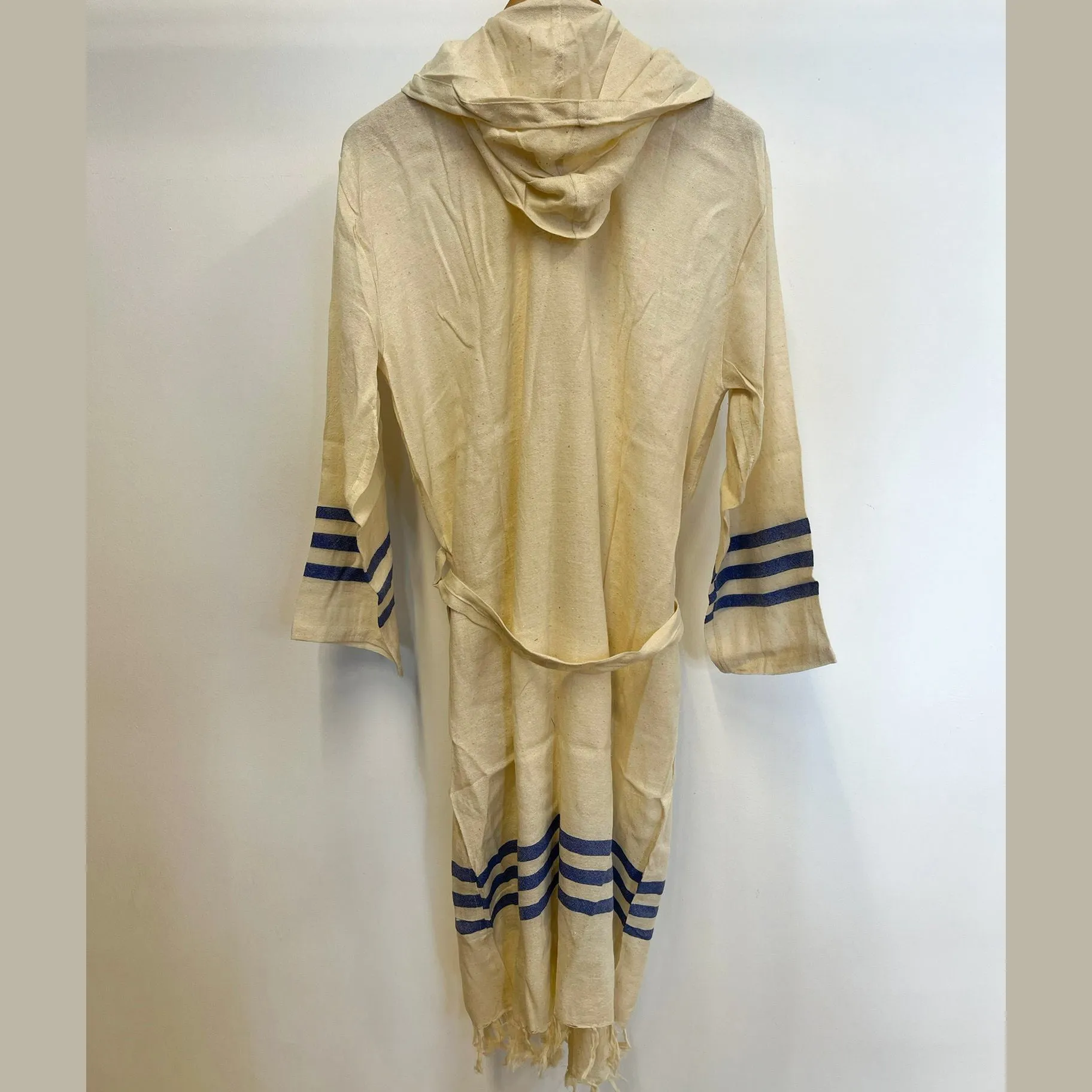 Hand-Woven Pure Silk Turkish Towel Bathrobe Ecru