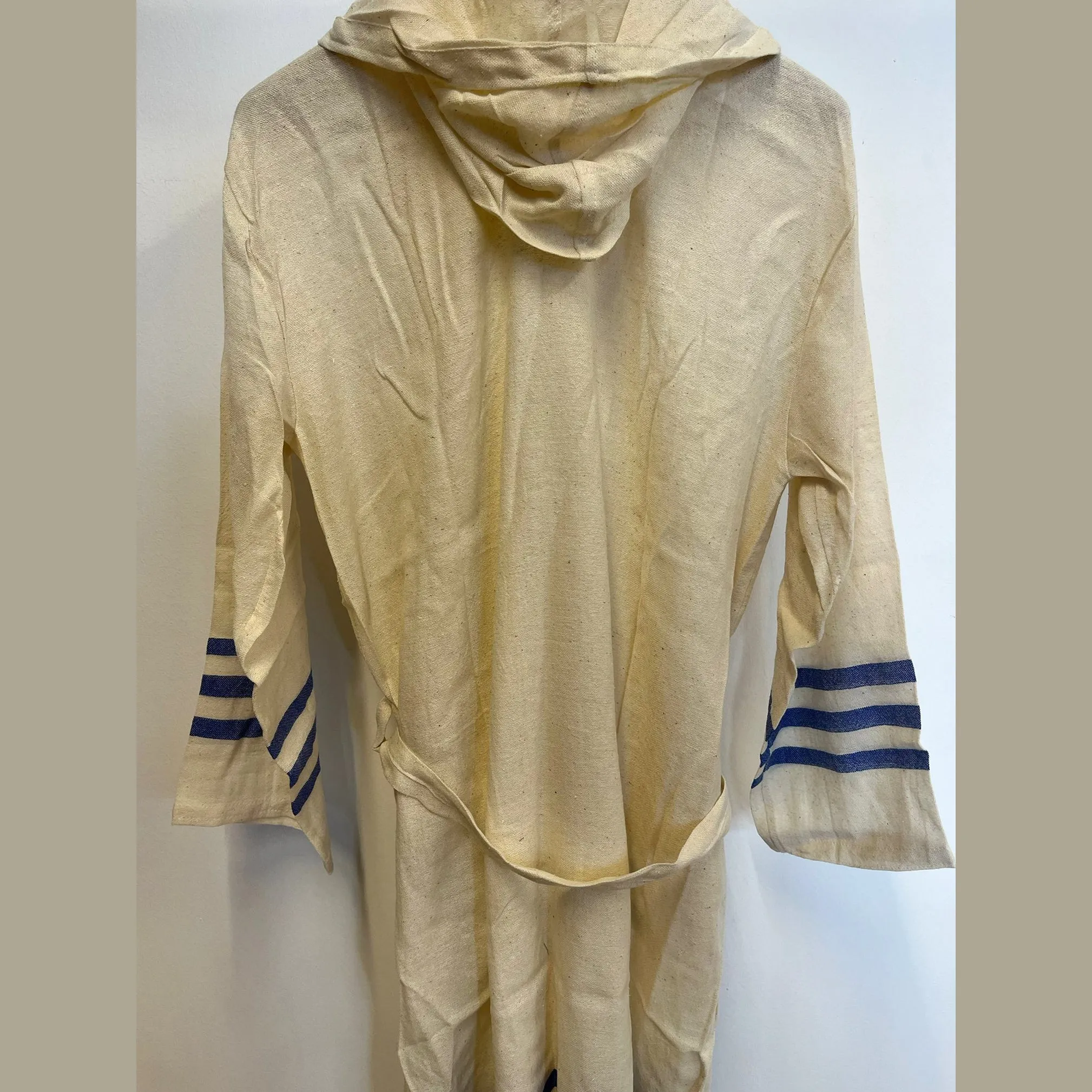 Hand-Woven Pure Silk Turkish Towel Bathrobe Ecru