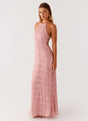 Bold Elegance Warm Pink Aullie Maxi Dress - Pink