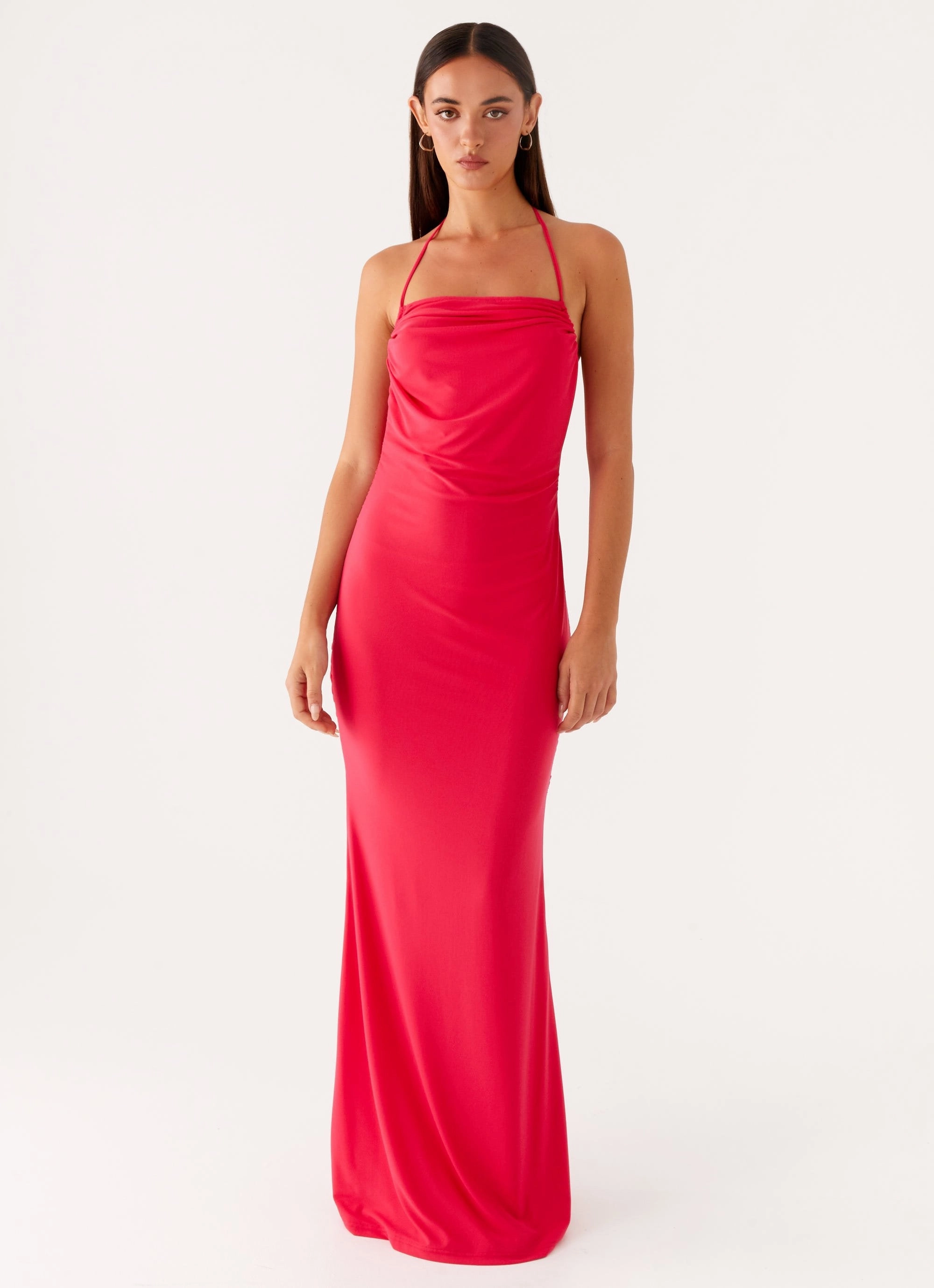 Amari Maxi Dress - Raspberry Studio Style Contrast-Piping