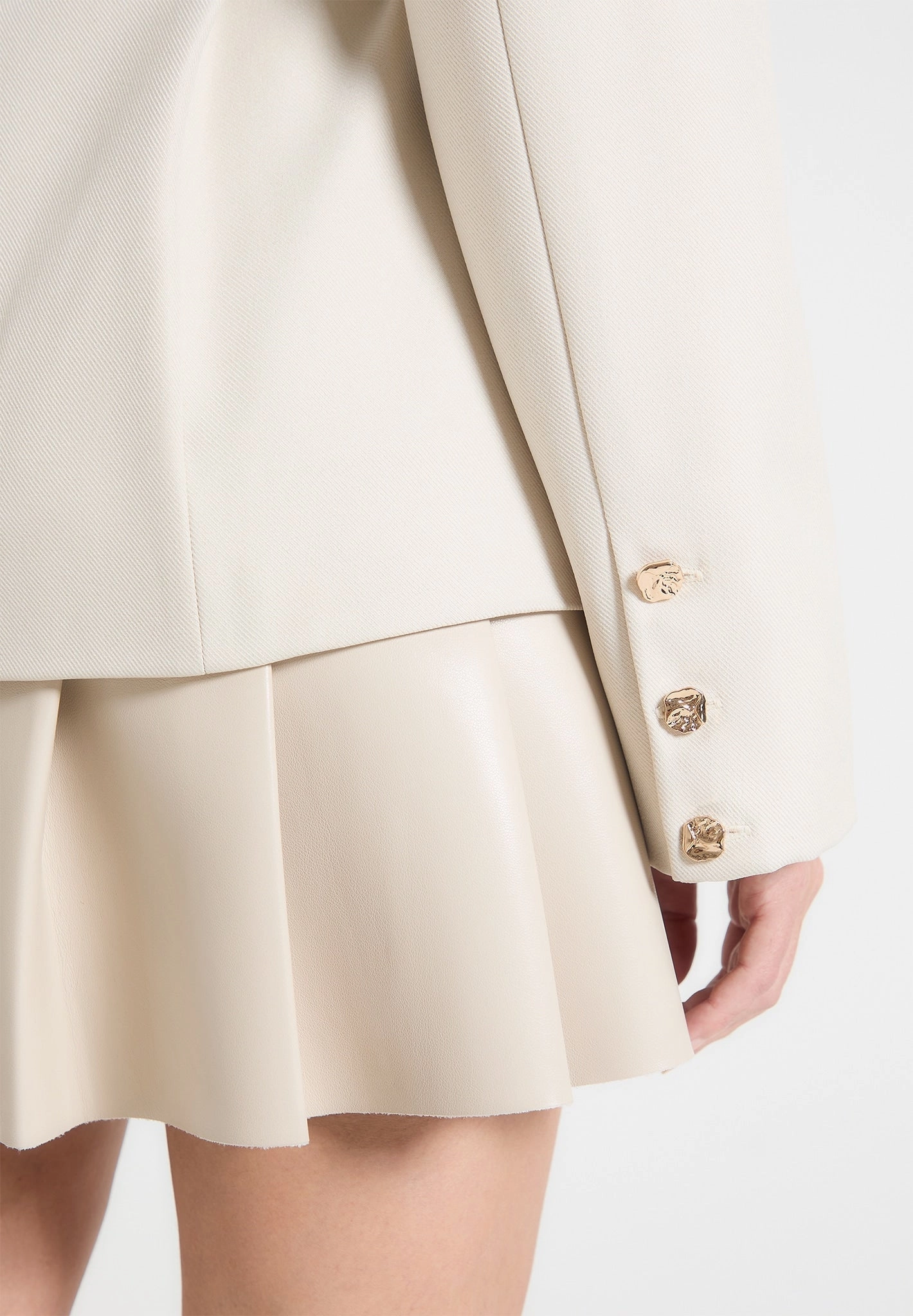 Natural Layers Nicole - Tailored Cinch Blazer Dress with Pleats - Beige