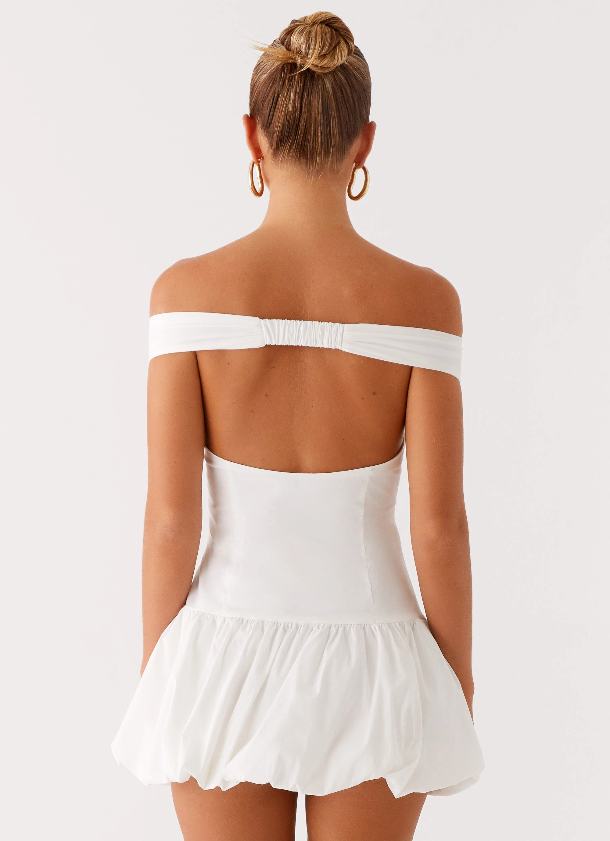 Flared hem Endless Romance Off Shoulder Mini Dress - White
