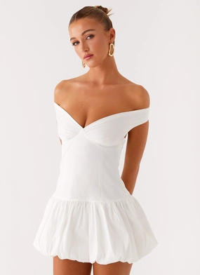 Vibrant Flow Endless Romance Off Shoulder Mini Dress - White