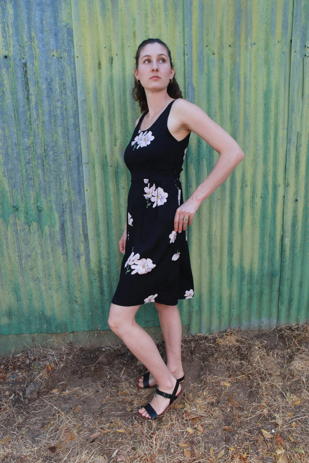 Hannah Dress in Black Magnolia Hidden Zipper Urban Classic