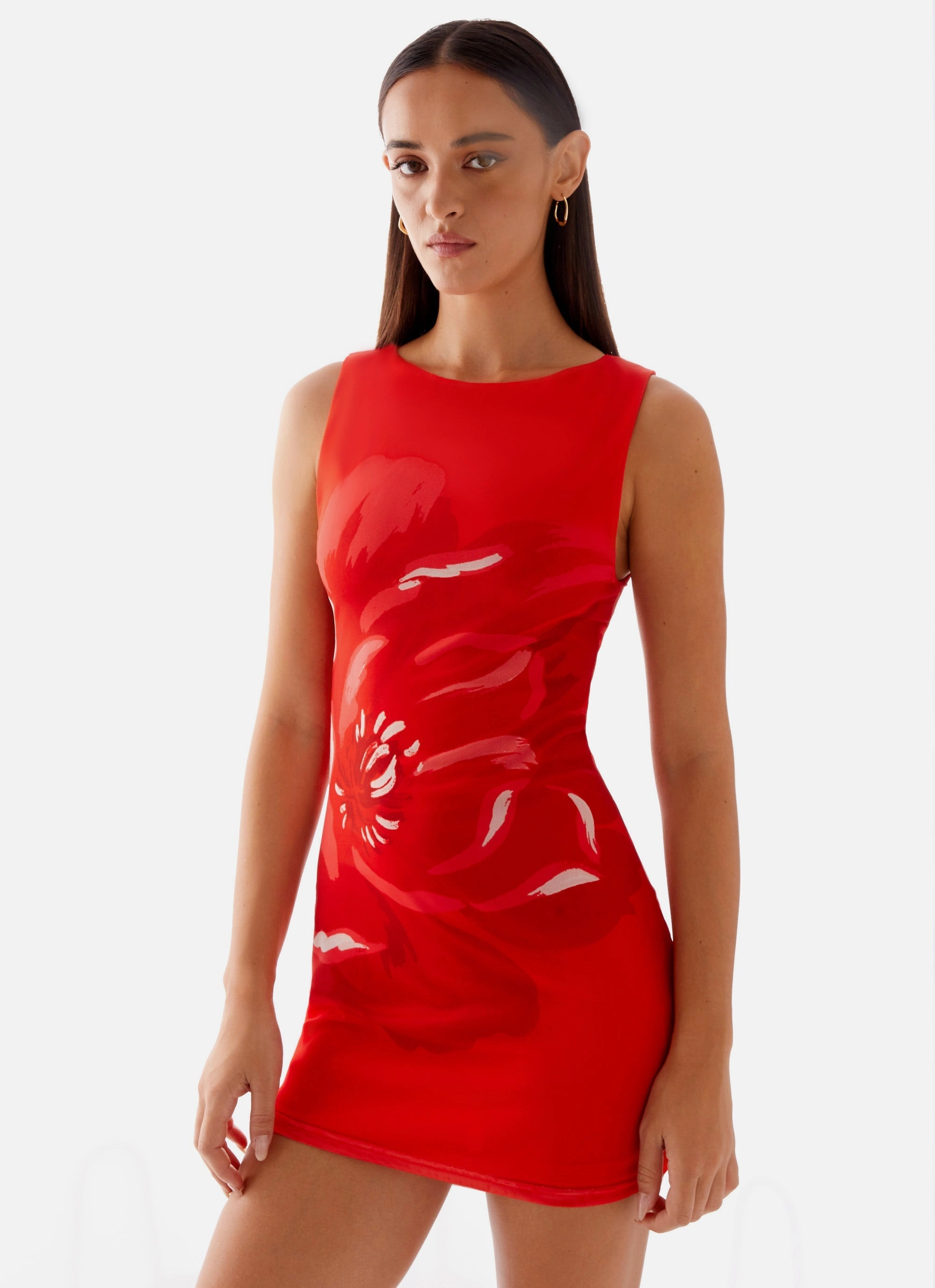 Happy Hour Mini Dress - Red Satin feel Modern Luxe
